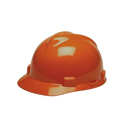 MSA (China) Standard V-Gard Safety Helmet Slotted Cap Orange (FAS-TRAC Ratchet Suspension)