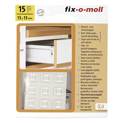 Fix-O-Moll FM15 Non Skid Pads Adhesive Transparent 13mm X 13mm