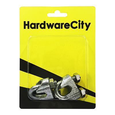 HardwareCity Zinc Galvanized, 10MM Wire Rope Grip Clips, 2PC/Pack
