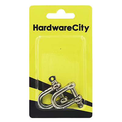 HardwareCity 5MM Stainless Steel D-Shackle With Screw-Pin, 2PC/Pack