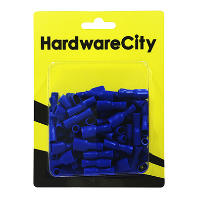 HardwareCity Fully Insulated Crimp Female Connectors, Blue (14AWG - 16AWG), 100PC/Pack