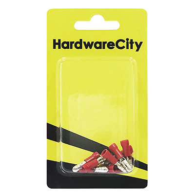 HardwareCity Insulated Male Crimp, Button Connectors, Red (22AWG - 16AWG), 10PC/Pack