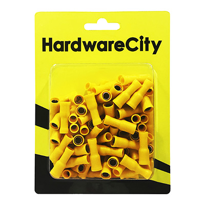 HardwareCity Insulated Crimp Connectors, Female Button, Yellow (12AWG - 10AWG), 100PC/Pack