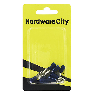 HardwareCity Spade Female Crimp Connector, Blue (14AWG - 16AWG), 10PC/Pack
