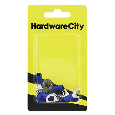 HardwareCity Insulated Ring Crimp Connectors, Blue (16AWG - 14AWG), 10PC/Pack