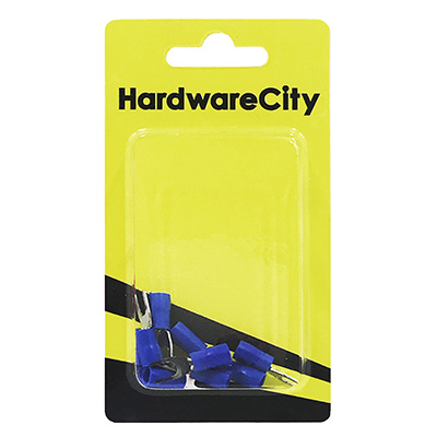 HardwareCity Insulated Crimp Fork Connector, Blue (16AWG - 14AWG), 10PC/Pack