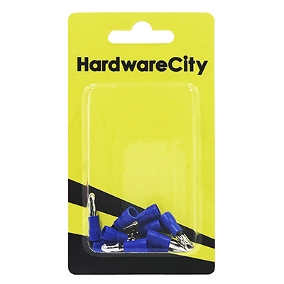 HardwareCity Insulated Male Crimp, Button Connectors, Blue (16AWG - 14AWG), 10PC/Pack