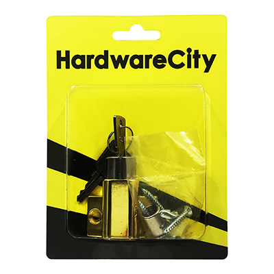 HardwareCity Patio Sliding Door & Window Push Lock With Key, Gold