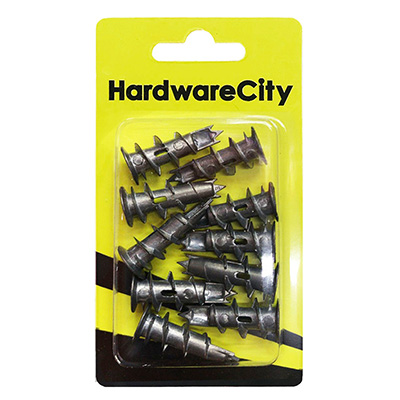 HardwareCity Heavy Duty Plaster Board Wall Fixings (Steel), 10PC/Pack