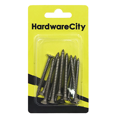 HardwareCity 8 X 50MM (2") Stainless Steel CSK Self Tapping Screws, 16PC/Pack