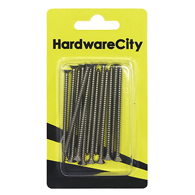 HardwareCity 6 X 63MM (2-1/2) Stainless Steel CSK Self Tapping Screws, 12PC/Pack