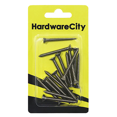 HardwareCity 6 X 38MM (1-1/2) Stainless Steel CSK Self Tapping Screws, 20PC/Pack