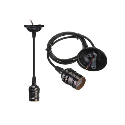 Light Vault Classic Black Light Pendant Lamp Kit E27 Bulb Holder Ceiling Rose Cable 1M