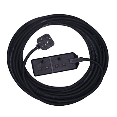MasterPlug 10M Extension Cable, 2-Gang Trailing Socket PLUS Heavy Duty Plug 13A