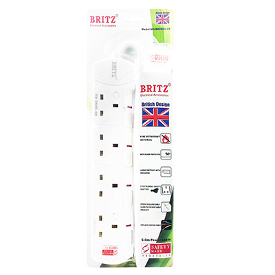 Britz 4 Gang 6M Extension Cable Comes With Surge Protector