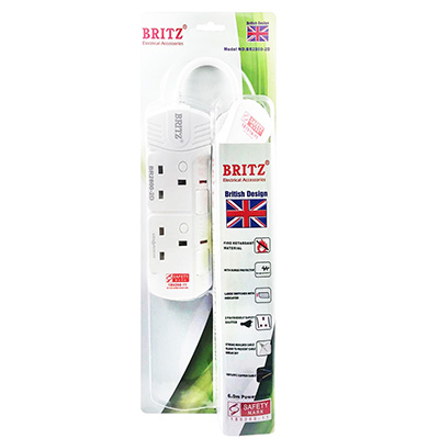 Britz 2 Gang 6M Extension Cable Comes With Surge Protector