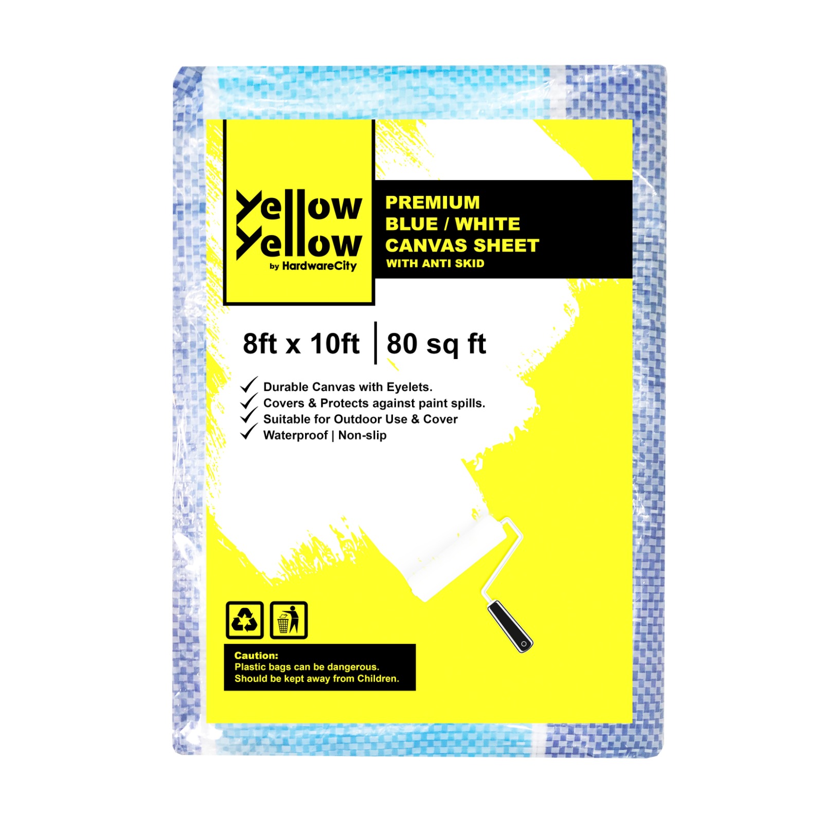 YellowYellow 8FT x 10FT Premium Canvas Sheet Blue/White With Anti-Skid