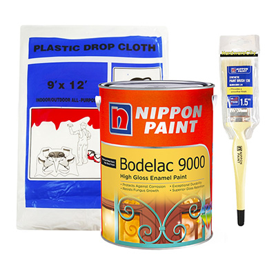 Nippon Paint Bodelac 9000 Enamel 1 Litre Package Finishing Coat 9052 Gloss White
