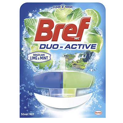 Bref C-GM301 Duo Active Brazilian Rim Block Toilet Cleaner, Lime and Mint 50g