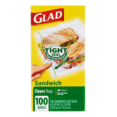 Glad C-GL632 Zipper Food Storage Sandwich Bags - 100