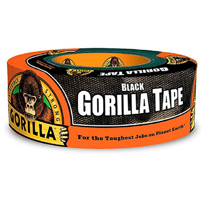Gorilla Tape Black 60124 (1.88" X 12YD) Wide Black Weather & UV Resistant