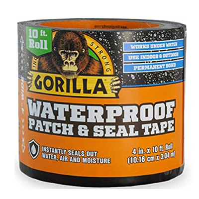 Gorilla 4612502 Black WATERPROOF PATCH & SEAL Tape (4" X 10FT) 101MM X 3M