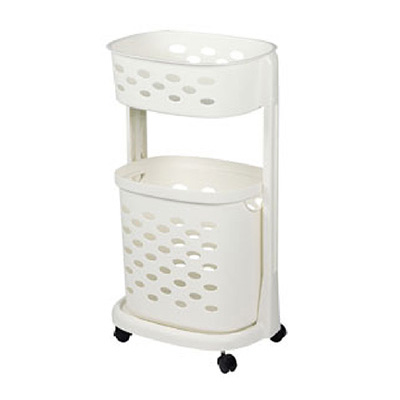 Algo Laundry Basket 2 TIER With Wheels Ivory