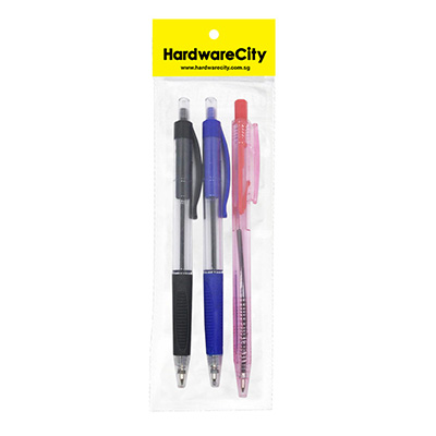 HardwareCity Red / Blue / Black Ball Point Pens (3pcs)