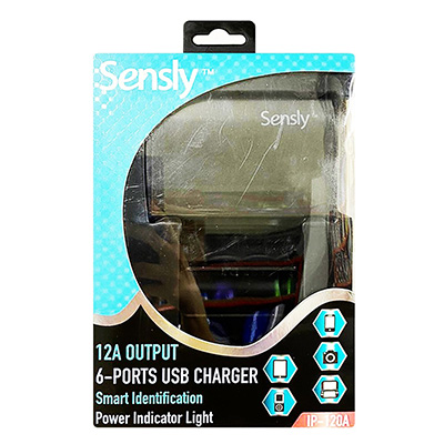 Sensly 12A Output 6-Ports USB Charger