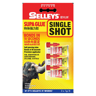 Selleys Supa Glue Single Shot 3 x 1g SUPER GLUE