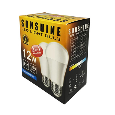 Sunshine Globe 12W LED Light Bulb 2PC/Pack
