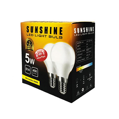 Sunshine 5W LED Light Bulb Promo Pack E14