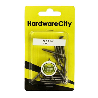 HardwareCity 6 X 32MM (1-1/4") Stainless Steel CSK Self Tapping Screws , 20PC/Pack