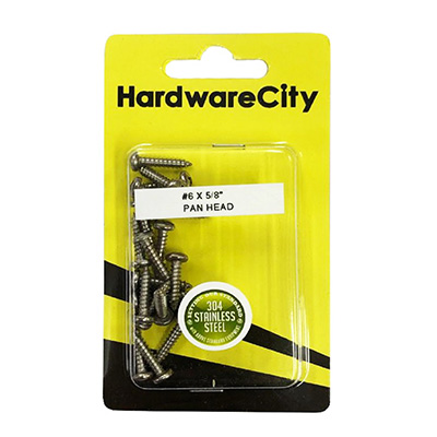 HardwareCity 6 X 5/8 Stainless Steel PH Pan Head Self Tapping Screws, 20PC/Pack