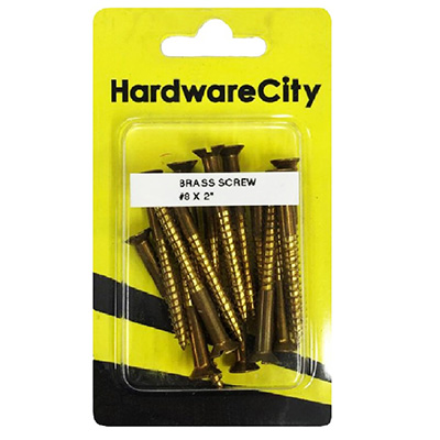 HardwareCity 8 X 50MM (2") Brass Wood Screws, 12PC/Pack