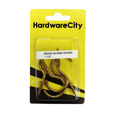 HardwareCity 1-1/2 Brass Screw Cup Hooks, 4PC/Pack