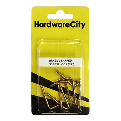 HardwareCity 3/4 Brass L-Shaped Hooks, 8PC/Pack