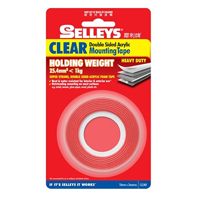 Selleys Double-Sided Adhesive Mounting Tape Clear 18MM X 2M