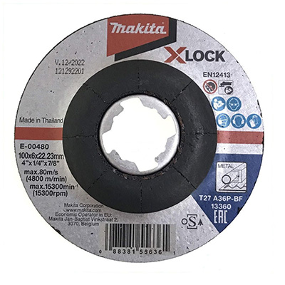 Makita E-00480 X-Lock 4"/100MM X 6MM X 22.23MM Metal Grinding Disc