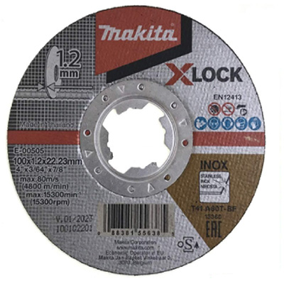 Makita E-00505 INOX X-Lock 4"/100MM X 1.2MM X 22.23MM Thin Stainless Steel Cutting Disc (Clean Cut)