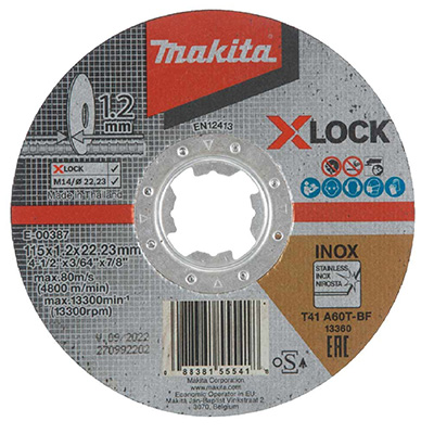 Makita E-00387 INOX X-Lock 115MM (4-1/2) X 1.2MM X 22.23MM Thin Stainless Steel Cutting Disc (Clean Cut)
