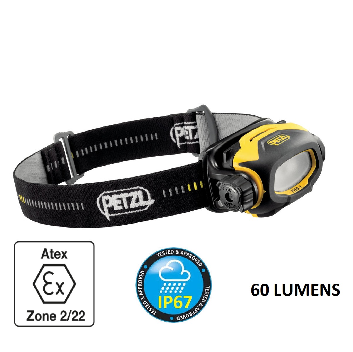 Petzl PIXA 1 LED 60 LUMENS ATEX Hazardous Environment Head Lamp 2 X AA Batteries Included