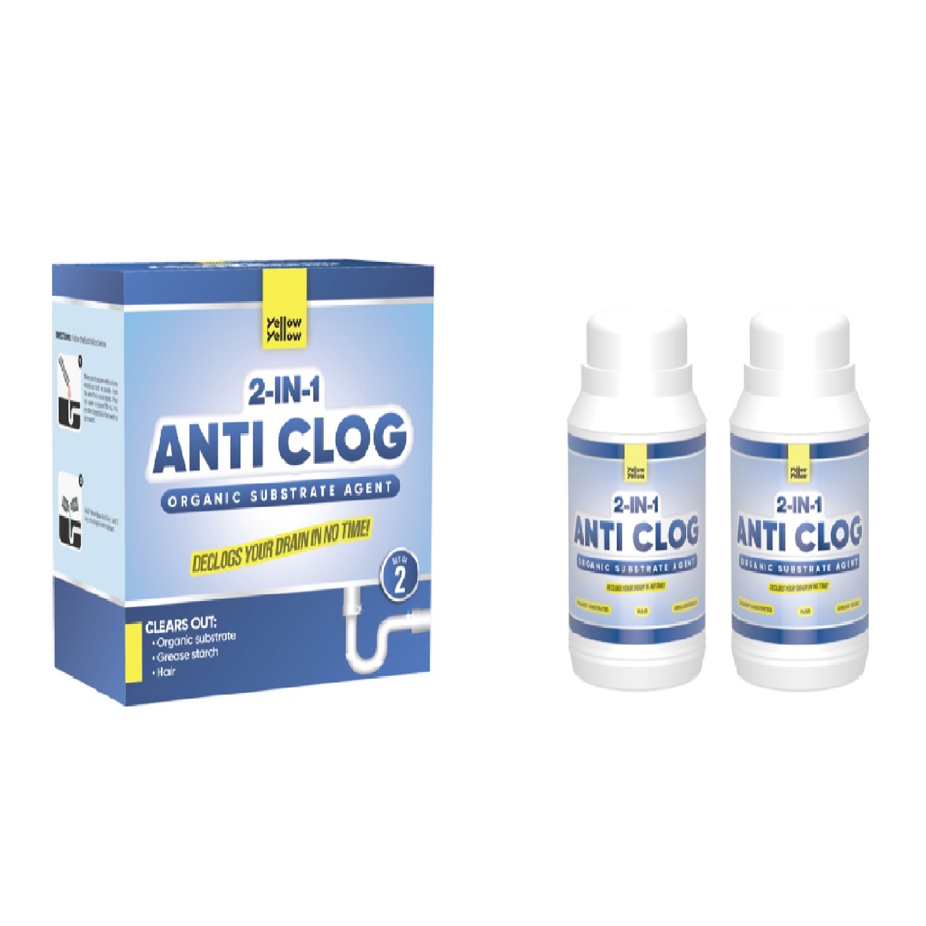 Yellowyellow HC-121 2-In-1 Anti-Clog Organic Substrates Agents (Set Of 2 Bottles Formulation)