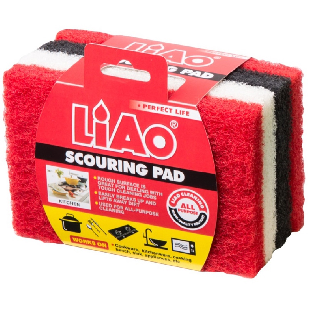LIAO Sponge With Scouring Pad, 4PC/Pack