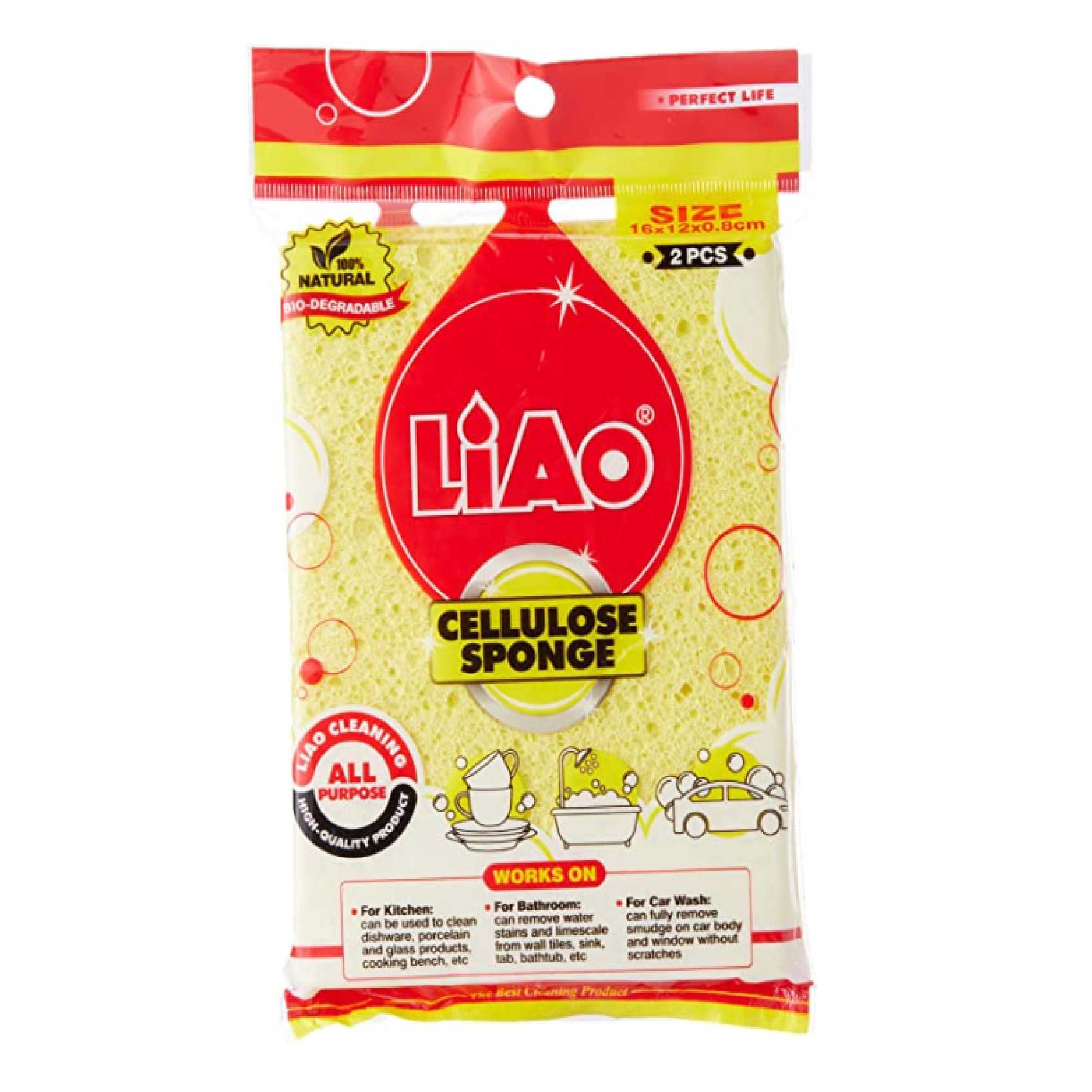 LIAO Cellulose Sponge Pad, 2PC/Pack
