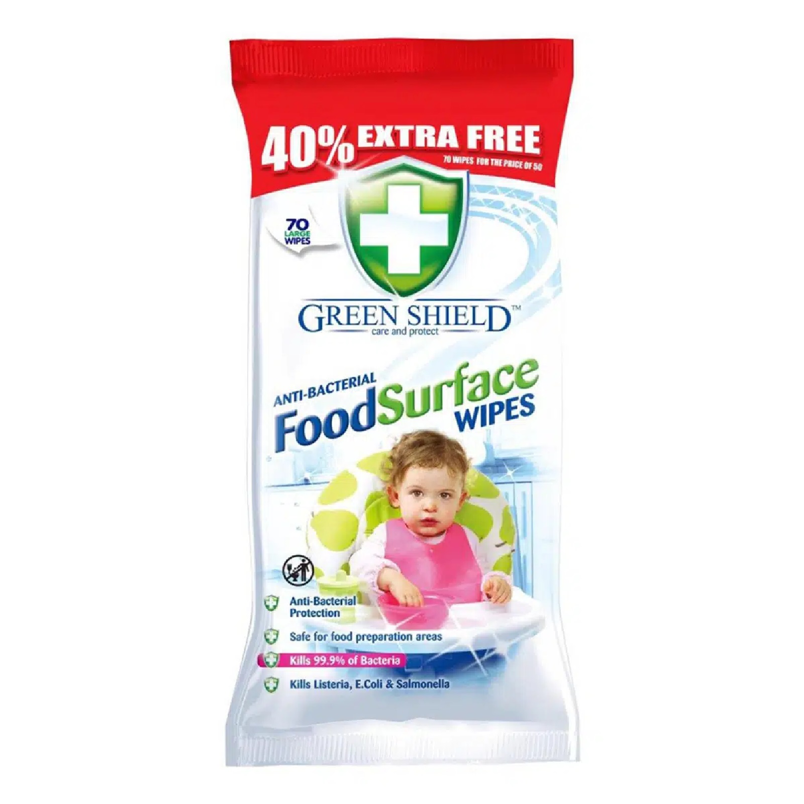 Greenshield Food Surface Wipes (70 Wipes)