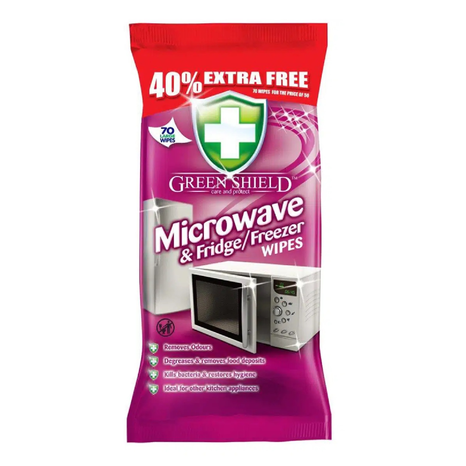 Greenshield Microwave & Fridge Freezer Wipes (70 Wipes)