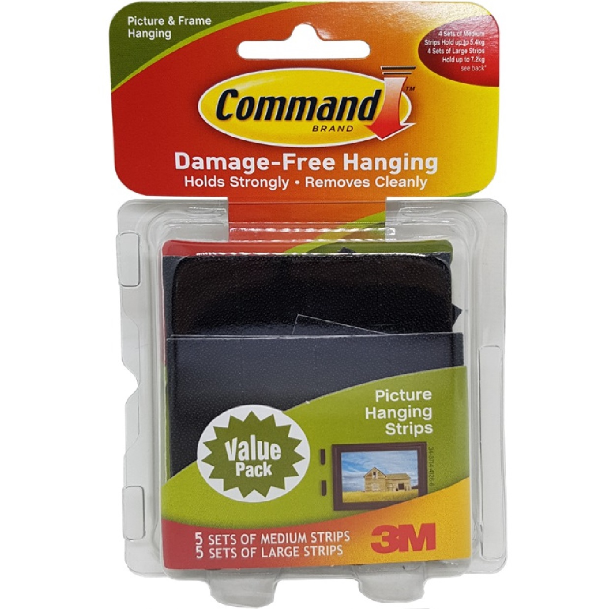 3M COMMAND 17211BLK Medium & Large Picture Hanging Strip