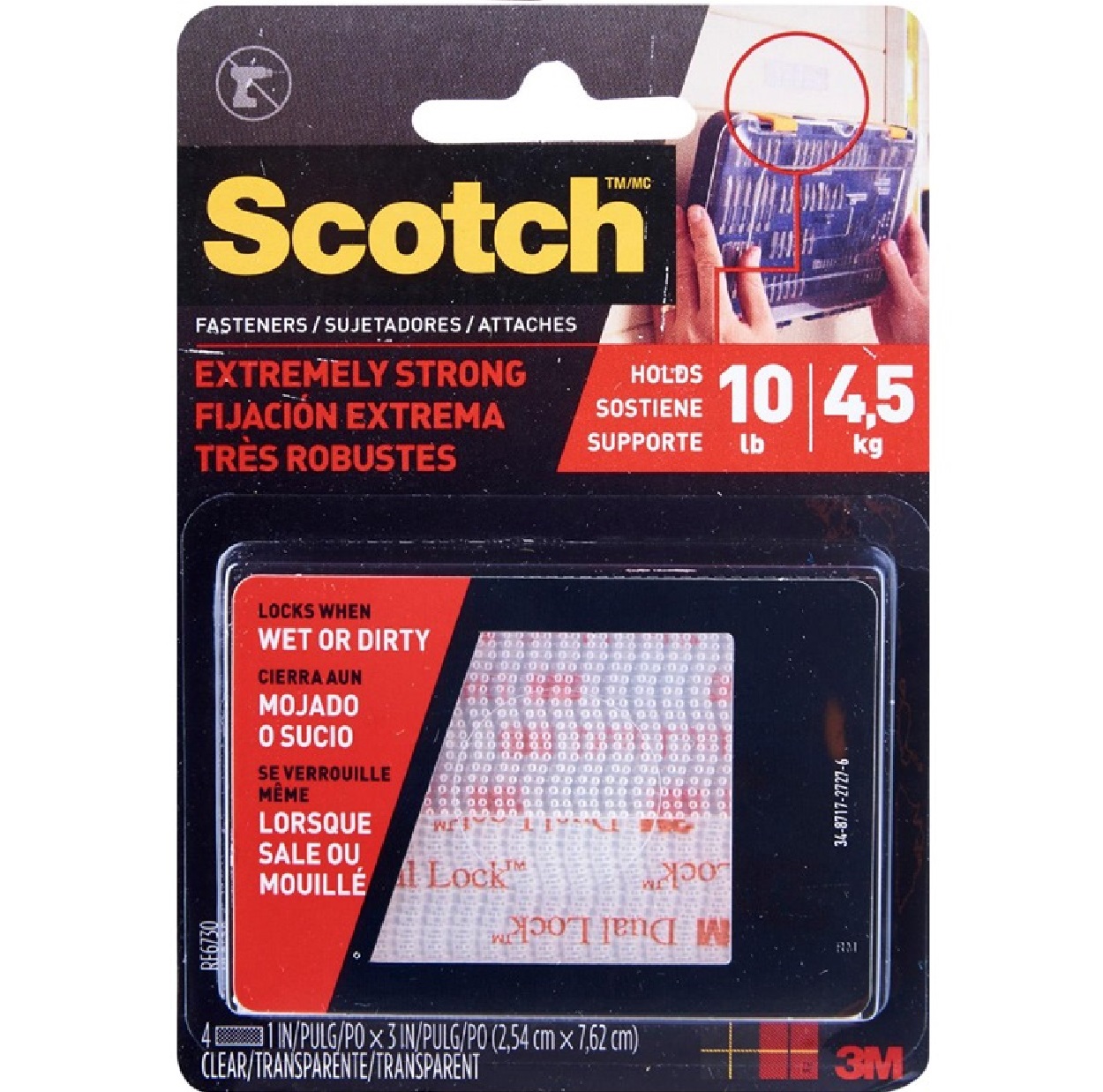 3M SCOTCH RF6730 EXTREME Fastener Clear 1 inch X 3 inch