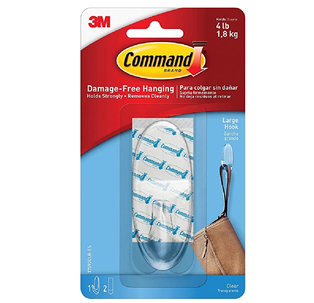 3M Command 17093CLR Clear Large Hook 1 Hook/Pack